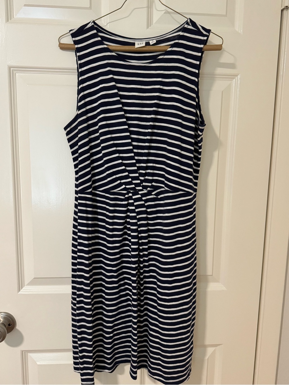 GAP Striped Navy and White Twist-Front Dress